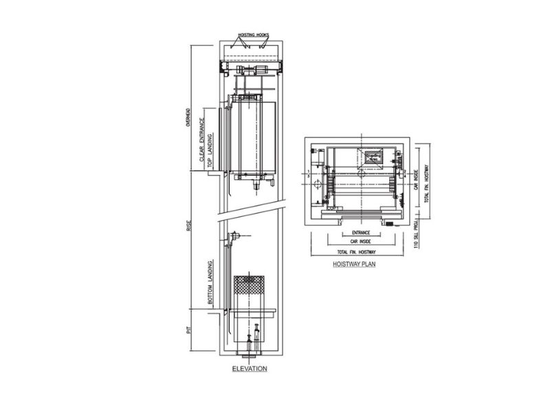Top 7 bản vẽ thang máy gia đình tiêu chuẩn và cách đọc bản vẽ 7 Bản vẽ thể hiện mặt cắt ngang và mặt cắt dọc của giếng thang