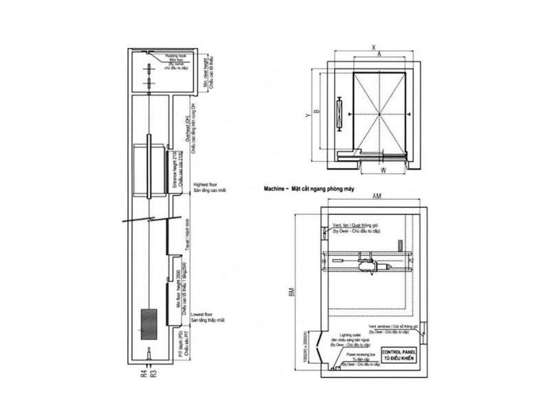 Top 7 bản vẽ thang máy gia đình tiêu chuẩn và cách đọc bản vẽ 2 Bản vẽ thang máy gia đình theo tải trọng
