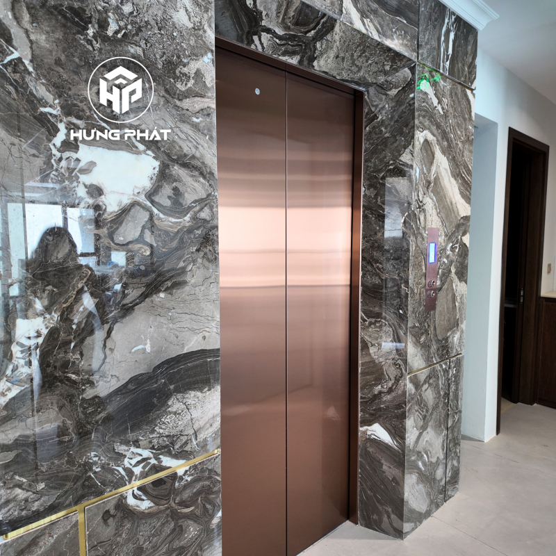 Lắp Đặt Thang Máy Tải Khách Nhập Khẩu Cao Cấp Gemanlift Tại Lê Đức Thọ - Hà Nội 11 Cửa inox màu vàng đồng